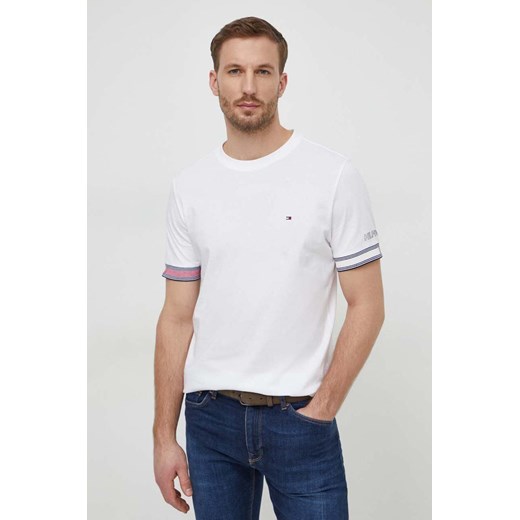 Tommy Hilfiger t-shirt bawełniany męski kolor biały z nadrukiem MW0MW34430 ze sklepu ANSWEAR.com w kategorii T-shirty męskie - zdjęcie 168941397