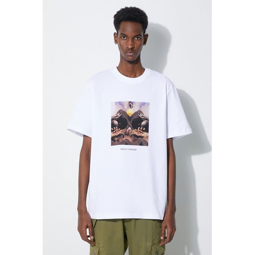 Daily Paper t-shirt bawełniany Landscape SS męski kolor biały z nadrukiem 2311333 ze sklepu PRM w kategorii T-shirty męskie - zdjęcie 168957259