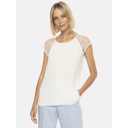 Biała bluzka damska z krótkimi rękawami Potis & Verso Etana ze sklepu Eye For Fashion w kategorii Bluzki damskie - zdjęcie 168961048