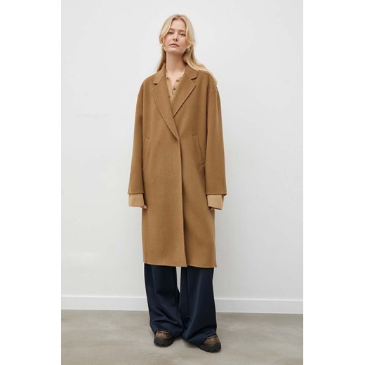 Herskind płaszcz wełniany kolor brązowy przejściowy oversize ze sklepu ANSWEAR.com w kategorii Płaszcze damskie - zdjęcie 168961558