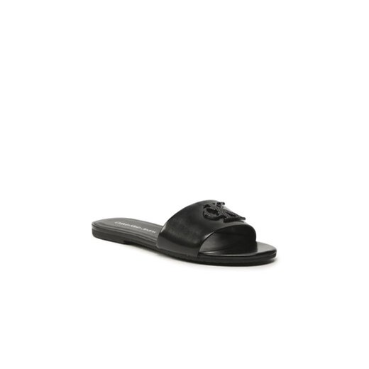 Calvin Klein Jeans Klapki Flat Sandal Slide Hw YW0YW00952 Czarny 36 wyprzedaż MODIVO