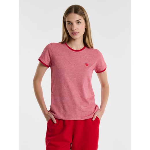 Koszulka damska z krótkim rękawem z haftem czerwona Anne 603 ze sklepu Big Star w kategorii Bluzki damskie - zdjęcie 168974456