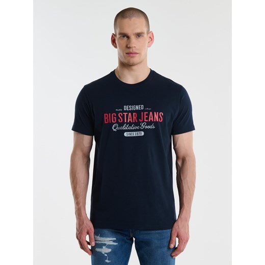 Koszulka męska bawełniana z nadrukiem granatowa Messeret 403 ze sklepu Big Star w kategorii T-shirty męskie - zdjęcie 168974637