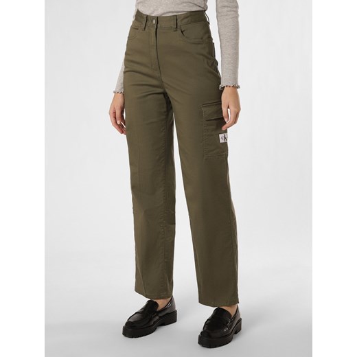 Calvin Klein Jeans Spodnie Kobiety Stretch khaki jednolity ze sklepu vangraaf w kategorii Spodnie damskie - zdjęcie 168975259