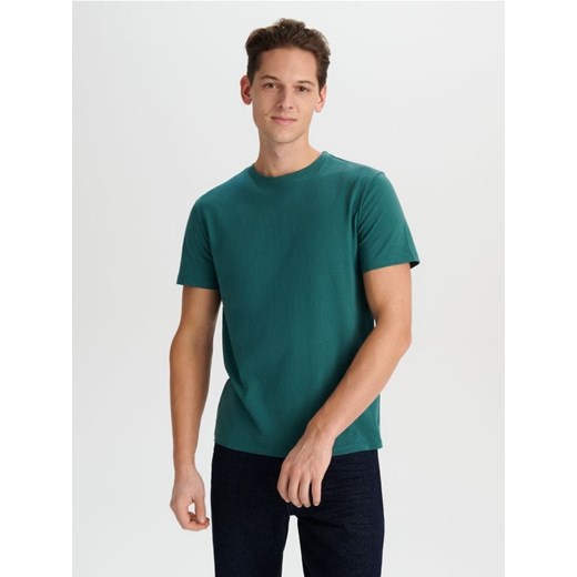 T-shirt męski zielony Sinsay casual z krótkim rękawem 
