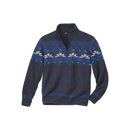 Trykotowy , żakardowy sweter z wykładanym kołnierzem ze sklepu Atlas For Men w kategorii Swetry męskie - zdjęcie 168977705