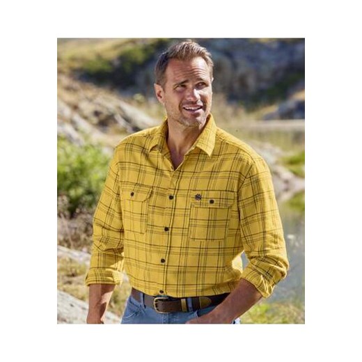 Żółta, flanelowa koszula w kratę ze sklepu Atlas For Men w kategorii Koszule męskie - zdjęcie 168977845