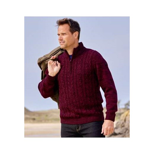 Trykotowy sweter z wykładanym kołnierzem i warkoczami Atlas For Men dostępne inne rozmiary wyprzedaż Atlas For Men