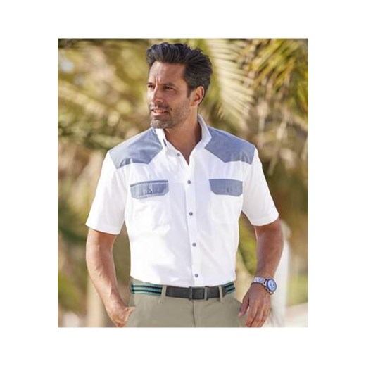 Biała koszula z popeliny Palm Coast ze sklepu Atlas For Men w kategorii Koszule męskie - zdjęcie 168978136