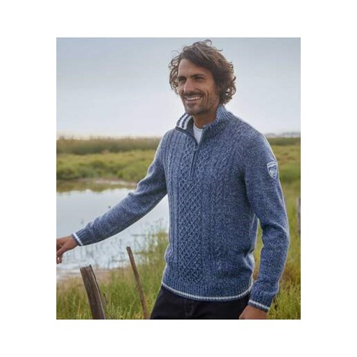 Trykotowy sweter z wykładanym kołnierzem i warkoczami Mountain ze sklepu Atlas For Men w kategorii Swetry męskie - zdjęcie 168978149