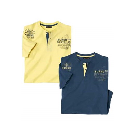 Zestaw 2 koszulek z dekoltem z guzikami Sun Island ze sklepu Atlas For Men w kategorii T-shirty męskie - zdjęcie 168978159