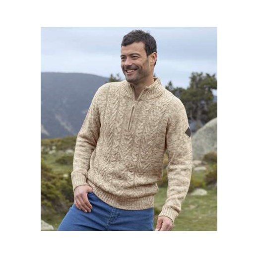 Trykotowy sweter z warkoczami i wykładanym kołnierzem Atlas For Men dostępne inne rozmiary okazja Atlas For Men