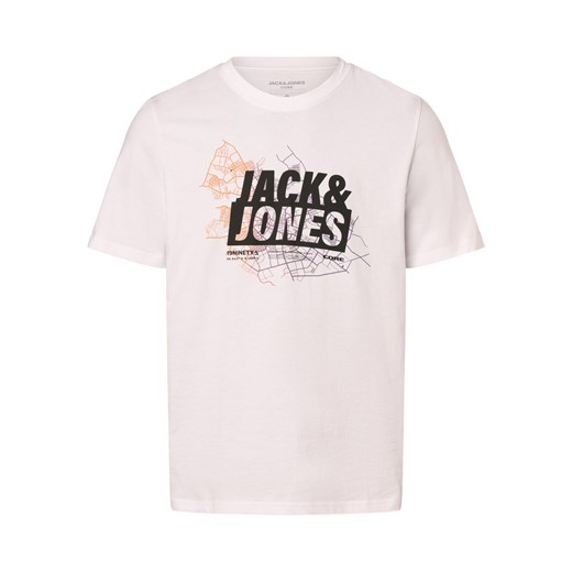 Jack & Jones Koszulka męska - JComap Mężczyźni Bawełna biały nadruk ze sklepu vangraaf w kategorii T-shirty męskie - zdjęcie 168980628