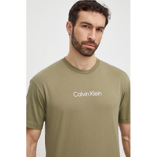 Calvin Klein t-shirt bawełniany kolor zielony wzorzysty Calvin Klein XL ANSWEAR.com
