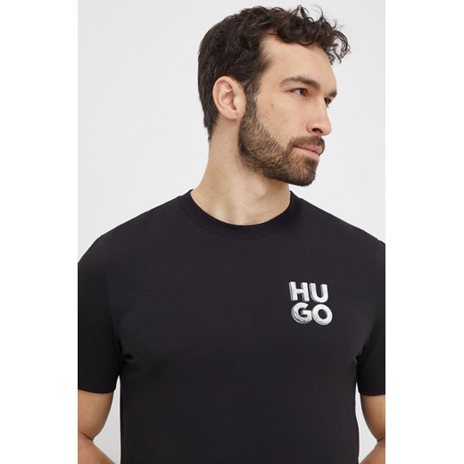 HUGO t-shirt bawełniany męski kolor czarny z nadrukiem 50508944 ze sklepu ANSWEAR.com w kategorii T-shirty męskie - zdjęcie 168982608