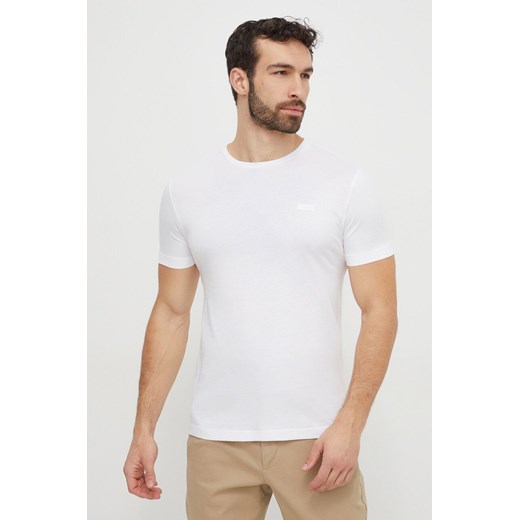 Calvin Klein t-shirt bawełniany męski kolor biały gładki ze sklepu ANSWEAR.com w kategorii T-shirty męskie - zdjęcie 168982659