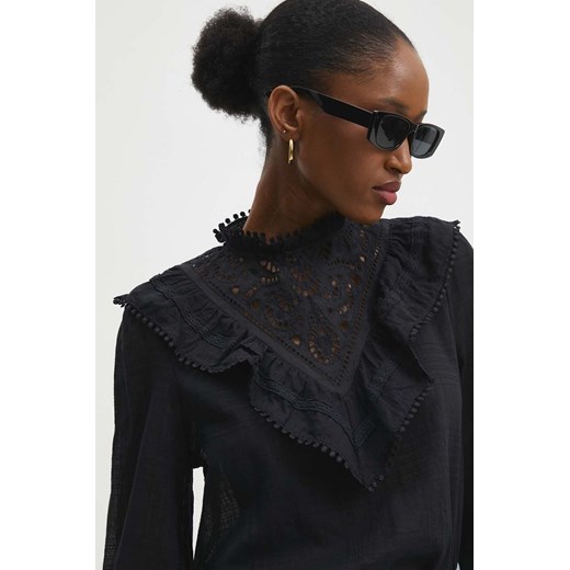 Answear Lab bluzka bawełniana damska kolor czarny gładka ze sklepu ANSWEAR.com w kategorii Bluzki damskie - zdjęcie 168982748