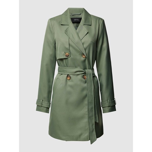 Krótki płaszcz z wiązanym paskiem model ‘CELESTE’ ze sklepu Peek&Cloppenburg  w kategorii Płaszcze damskie - zdjęcie 168983276