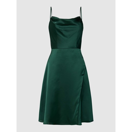 Sukienka Luxuar Fashion zielona z satyny na sylwestra 