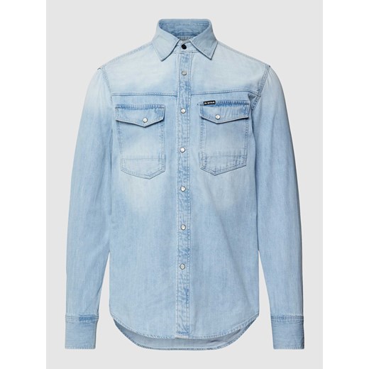 Koszula jeansowa o kroju slim fit z kieszeniami na piersi ze sklepu Peek&Cloppenburg  w kategorii Koszule męskie - zdjęcie 168989286