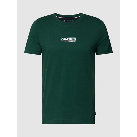 Zielony t-shirt męski Tommy Hilfiger z krótkim rękawem z bawełny 