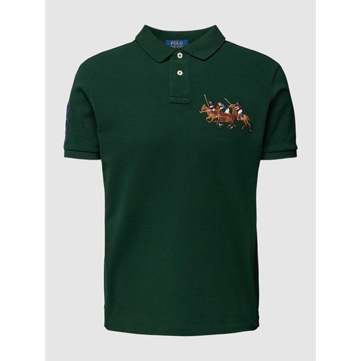 Koszulka polo o kroju custom slim fit z wyhaftowanym motywem ze sklepu Peek&Cloppenburg  w kategorii T-shirty męskie - zdjęcie 168991145