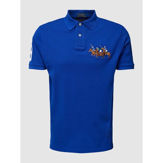 Koszulka polo o kroju custom slim fit z wyhaftowanym motywem ze sklepu Peek&Cloppenburg  w kategorii T-shirty męskie - zdjęcie 168994305