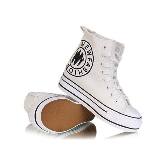 Białe trampki sneakersy koturn /G11-3 W78 pn2x1/ pantofelek24 brazowy skóra