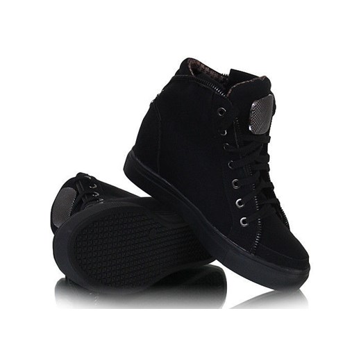 Modne botki sneakersy /C2-1 W259 Sel1298/ Czarne pantofelek24 czarny podszewka