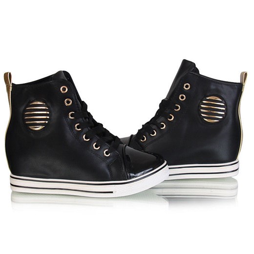 Czarne botki sneakersy /F3-2 W118 sel3x4/ pantofelek24 czarny skóra ekologiczna