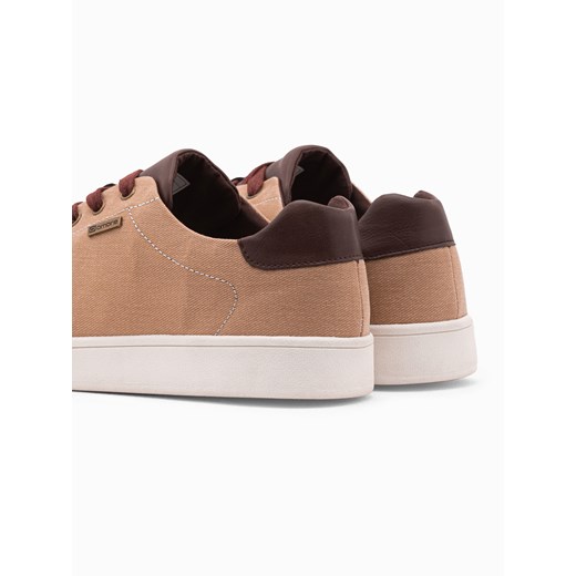 Buty męskie sneakresy z łączonych materiałów - brązowe V1 OM-FOCS-0108 44 ombre