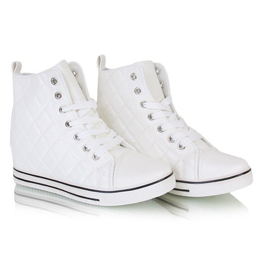Pikowane trampki sneakersy /C1-3 W257 Sel3739/ Białe pantofelek24 szary noga