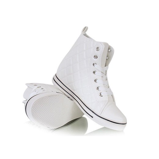 Pikowane trampki sneakersy /C1-3 W257 Sel3739/ Białe pantofelek24 szary skóra