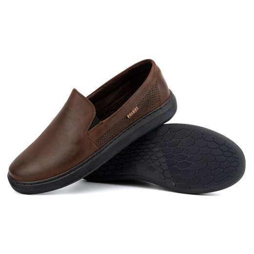 Buty męskie wsuwane ze skóry naturalnej POLBUT 2124P brązowe Polbut 41 butyolivier