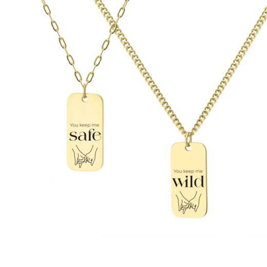 Naszyjniki dla par złote nieśmiertelniki na łańcuszku dla zakochanych Safe Wild ze sklepu manoki.pl w kategorii Naszyjniki - zdjęcie 169004665