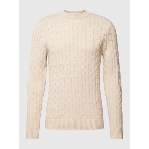 Sweter z dzianiny z wzorem warkocza ze sklepu Peek&Cloppenburg  w kategorii Swetry męskie - zdjęcie 169006027