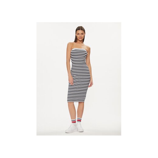 Tommy Jeans Sukienka letnia Logo Tape DW0DW17922 Granatowy Slim Fit ze sklepu MODIVO w kategorii Sukienki - zdjęcie 169015495
