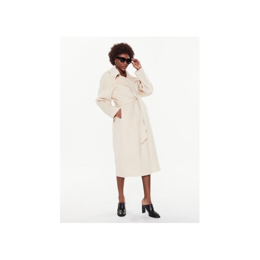 Calvin Klein Płaszcz wełniany K20K205006 Écru Oversize ze sklepu MODIVO w kategorii Płaszcze damskie - zdjęcie 169017576