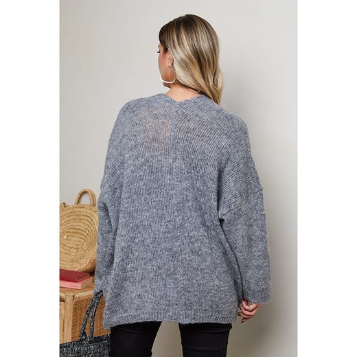 Sweter damski Plus Size Company z dekoltem v z poliamidu 
