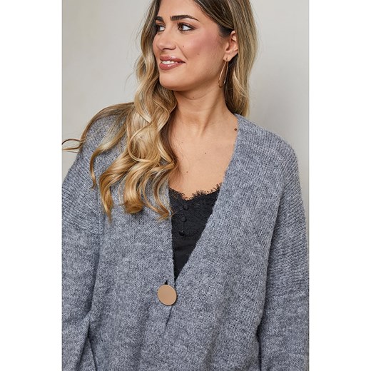Sweter damski Plus Size Company z poliamidu z dekoltem v 