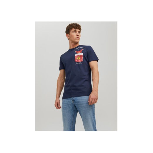 Jack&Jones T-Shirt Christmas 12221436 Granatowy Regular Fit ze sklepu MODIVO w kategorii T-shirty męskie - zdjęcie 169046966