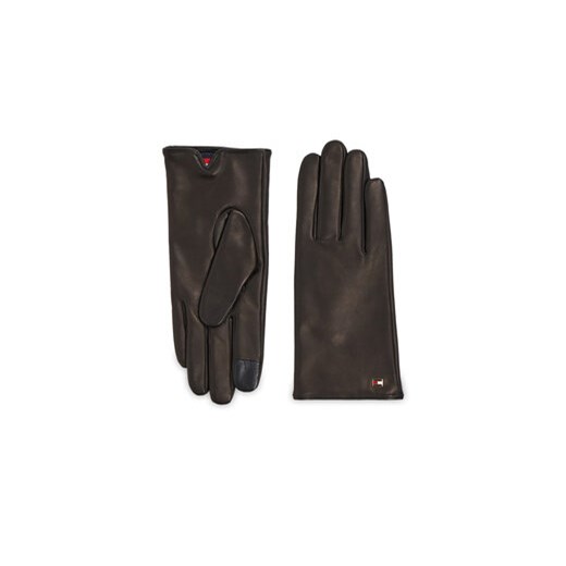 Tommy Hilfiger Rękawiczki Damskie Essential Flag Leather Gloves AW0AW15360 Czarny ze sklepu MODIVO w kategorii Rękawiczki damskie - zdjęcie 169054406