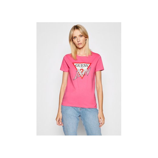 Guess T-Shirt Icon W1YI0Y I3Z00 Różowy Regular Fit ze sklepu MODIVO w kategorii Bluzki damskie - zdjęcie 169054555