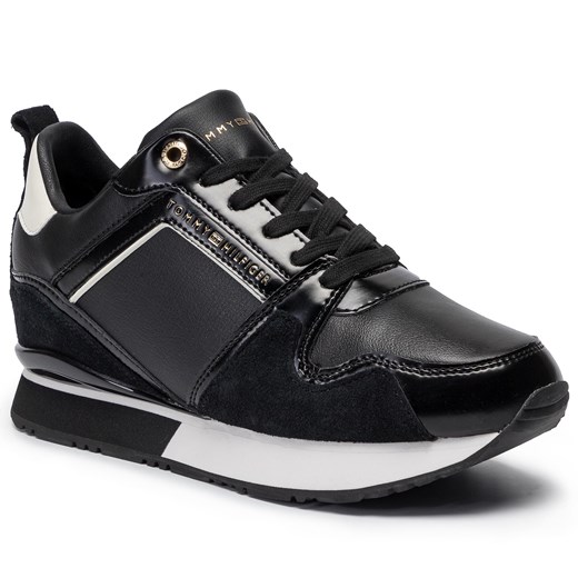 Sneakersy Tommy Hilfiger Leather Wedge Sneaker FW0FW04420 Black 990 Tommy Hilfiger 42 eobuwie.pl