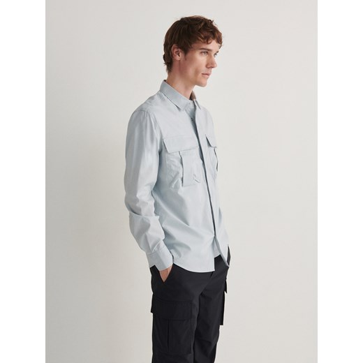 Reserved - Bawełniana koszula regular fit - jasnoniebieski ze sklepu Reserved w kategorii Koszule męskie - zdjęcie 169092466