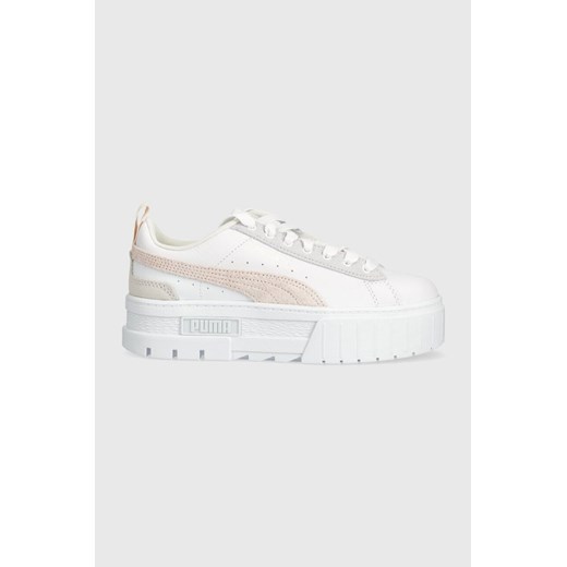 Puma sneakersy skórzane  Mayze Mix Wns kolor biały 387468 ze sklepu PRM w kategorii Buty sportowe damskie - zdjęcie 169098115