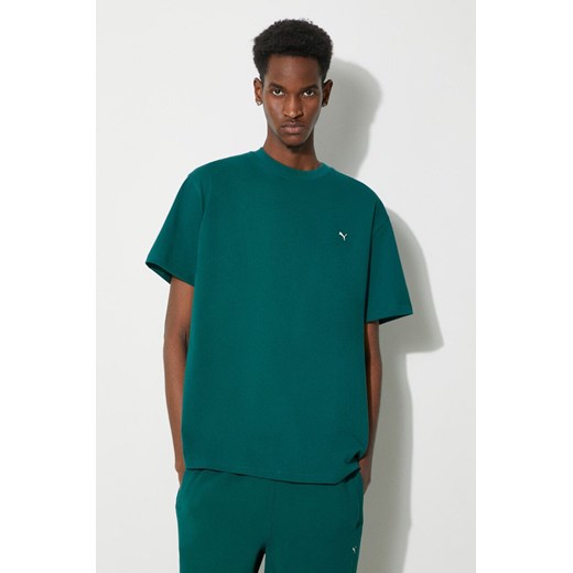 Puma t-shirt bawełniany  MMQ męski kolor zielony gładki 624009 ze sklepu PRM w kategorii T-shirty męskie - zdjęcie 169098179