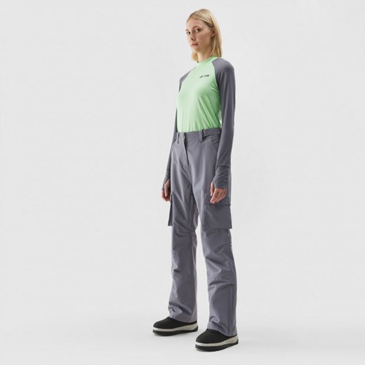 Damskie spodnie snowboardowe 4F 4FAW23TFTRF390 - szare M wyprzedaż Sportstylestory.com