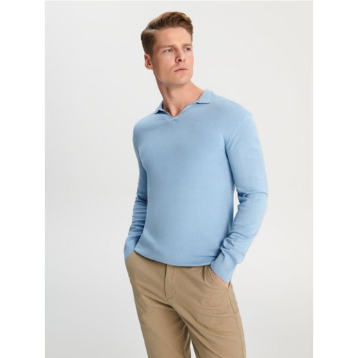 Sinsay - Sweter z dekoltem w serek - błękitny ze sklepu Sinsay w kategorii Swetry męskie - zdjęcie 169104498