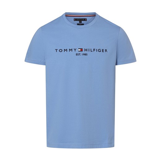 Tommy Hilfiger T-shirt męski Mężczyźni Bawełna niebieski jednolity ze sklepu vangraaf w kategorii T-shirty męskie - zdjęcie 169111388